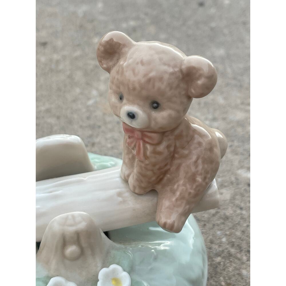 VTG Otagiri See Saw Bears Music Box Porcelain Teeter Totter Rocks as Music Plays - Picture 2 of 6